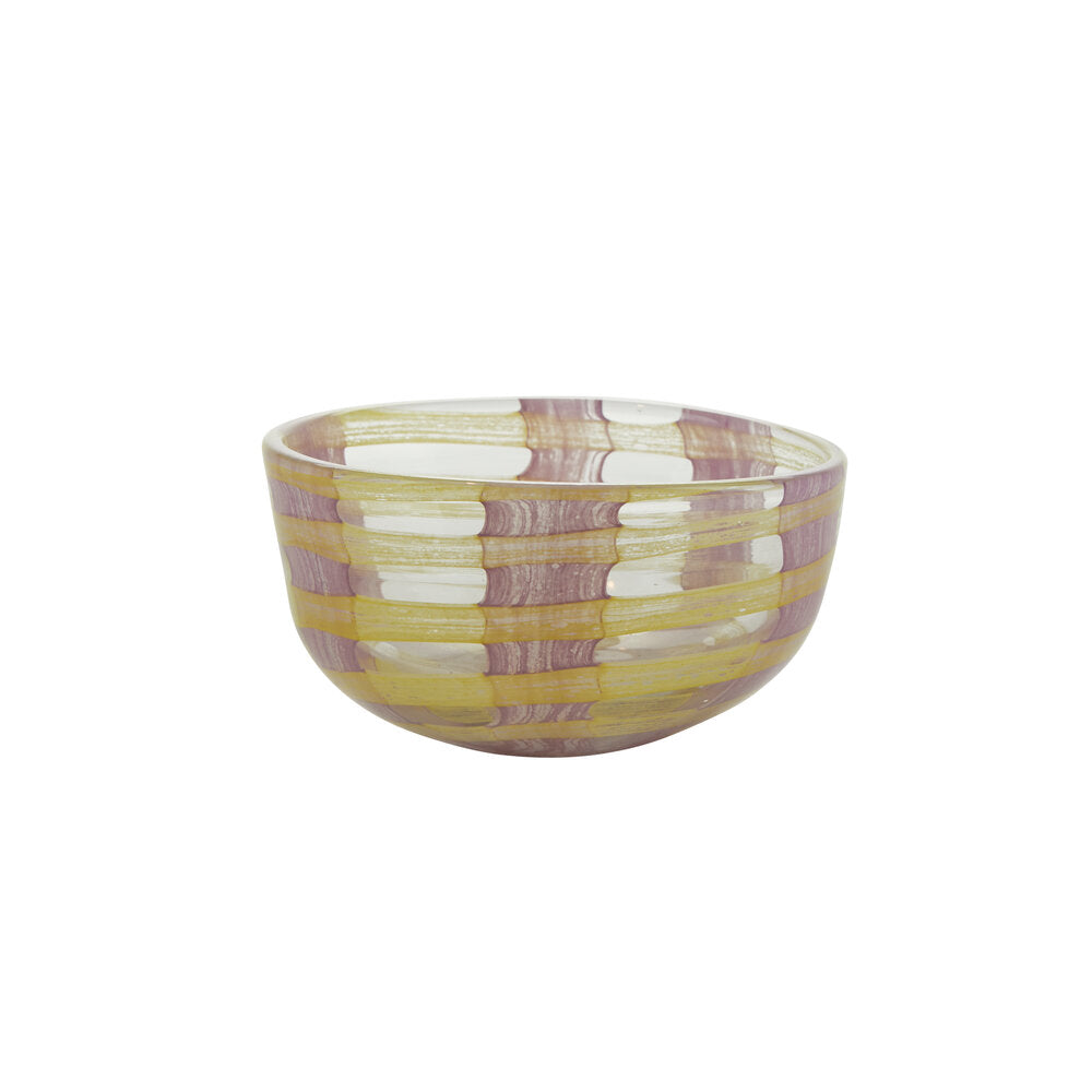 Unik ternet skål, gul/pink - Ø12 cm